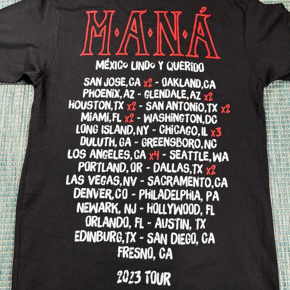 MANA Mexico Lindo Y Querido 2023 Tour Black T Shirt Mens Sz S New - Picture 4 of 7